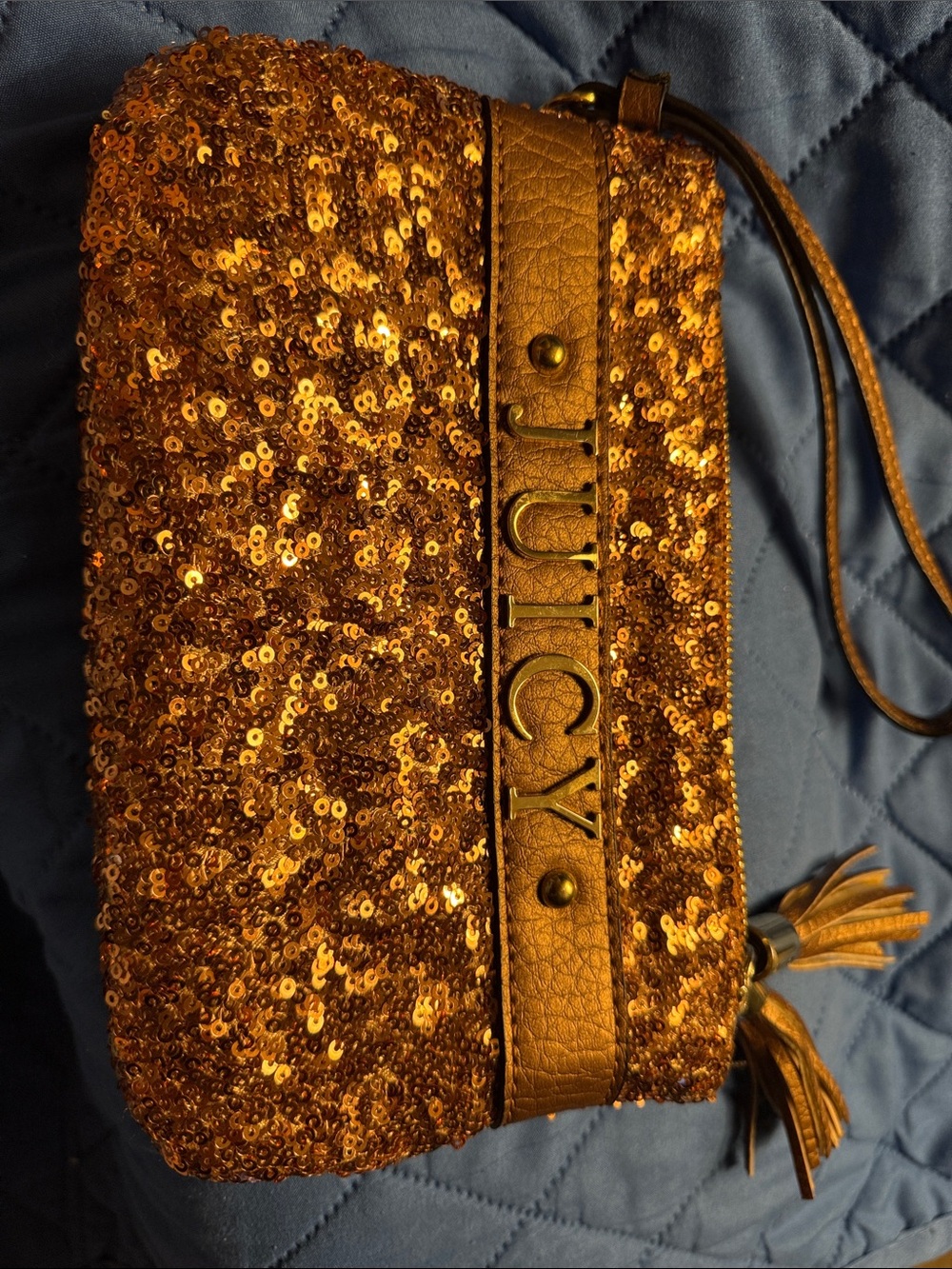 Juicy Couture Gold Sequin Wristlet Clutch